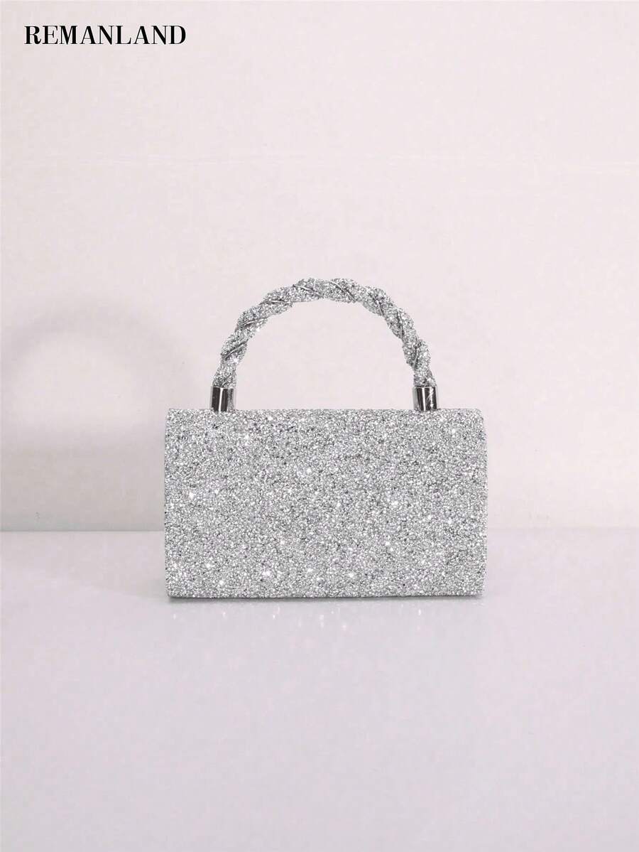 REMANLAND Fashionable Elegant Diamond Handbag With Shoulder Strap, Evening Bag - Silver - View 1