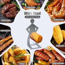 6 piezas gracioso soporte para barbacoa hombre, soporte para salchichas y perritos calientes, creativo soporte para barbacoa de hombre de pie, soporte portátil de acero inoxidable para - Multicolor - Ver 7