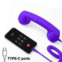 復古電話聽筒 Type-C/3.5mm 有線智慧型手機用，復古電話插即用、通話清晰，防輻射人體工學聽筒，適用手機通話、會議、辦公，送給父母的禮物首選 - 查看 17