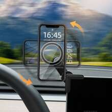 Magnetic Car Phone Holder For Center Console Screen, 360° Rotating Mount, Compatible With Tesla, Gift For Family And Friends - Black - View 3