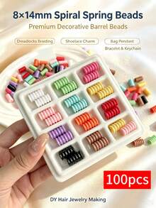 50/100pcs 8x14mm Acrylic Multicolor Spiral Barrel Beads,Cute Cylindrical Large Hole Plastic Beads,Suitable For DIY Hair Accessories And Bead Jewelry Making,Shoe Charms, Bag Chain, Bracelets,Keychains,Crafts For Adults - Multicolor - View 22