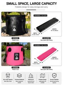 20L Collapsible Water Bucket With Carry Handle, Portable Folding Camping Bucket For Fishing, Car Washing, Hiking, Picnic And Emergency Water Storage - Multicolor - View 10