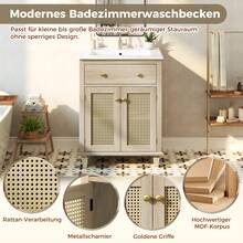 Bathroom Vanity With Storage, Adjustable Foldable Natural Wood Color - 自然的 - 查看 7