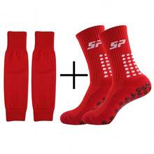 Socks & Leg Sleeves Combo Set, Outdoor Sports Football Socks With Anti-Slip Grip Dots, Football Leg Guards - Multicolor - View 12