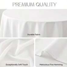 1PC Indoor/Outdoor Round Tablecloth, Warm Atmosphere, Pure White Round Tablecloth, Study Desk Decoration, Living Room Dining Table Arrangement, Suitable For Daily Family Meals, Weekend Breakfast - Multicolor - View 3