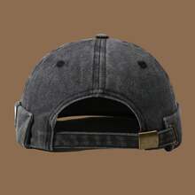 1pc Skull Logo Hat, Washed Distressed Brimless Skull Cap, Solid Color, Suitable For Parties And Outings, Unisex, All Season - A - View 3