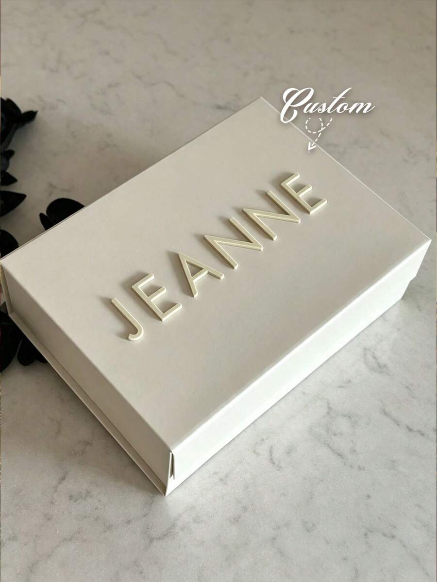 1pc Customized Name Gift Box, Personalized Text Luxury Gift Box With Ribbon, Magnetic Closure Bridesmaid/Proposal Box, Empty Gift Box, Birthday Gift - Multicolor - View 1