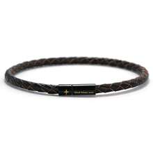 Fashion Handmade 4mm Genuine Leather Bracelet Bangle Black Easy Hook Letter Cross For Men Armband Jewelry Men - Men's Leather Bracelets - View 11