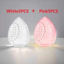 10PCS/Transparent Egg Shell Shaped Portable Travel Makeup Sponge Storage Box, Makeup Sponge Storage Bag, Silicone Makeup Sponge Storage Box, Portable Travel Set, Breathable Dust-Proof Bag, Transparent - Pink - View 16