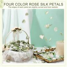 50/100/300/500/1000pcs Silk Rose Petals, Wedding Petals, Green Mixed Artificial Rose Petals, Realistic Petals For Proposal Basket, Aisle, Bride Party Table Decor - Four Colors Of Rat Tail Green - View 6