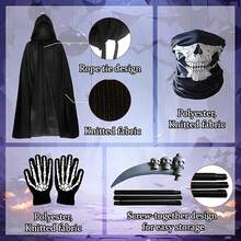 Halloween Horror Ghost Phantom Adult Cosplay Costume | Men's Hooded Robe Cloak Scythe Mask Gloves - Multicolor - View 5