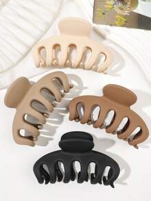6件組 春夏波希米亞極簡風 磨砂奶油咖啡色特大號南瓜髮夾 海灘海邊髮飾 - 彩色 - 查看 4