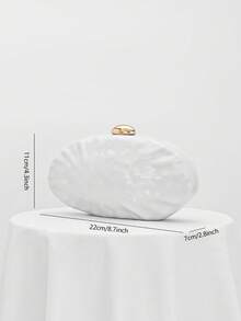 1pc European And American Women's Acrylic Evening Clutch Bag, Box Design Water Drop Shape Handbag, Fashionable Chain Crossbody Bag, Party Bag, Ball Bag, Wedding Bridal Bag, Banquet Bag, Asymmetrical Bag, Random Pattern - White - View 3
