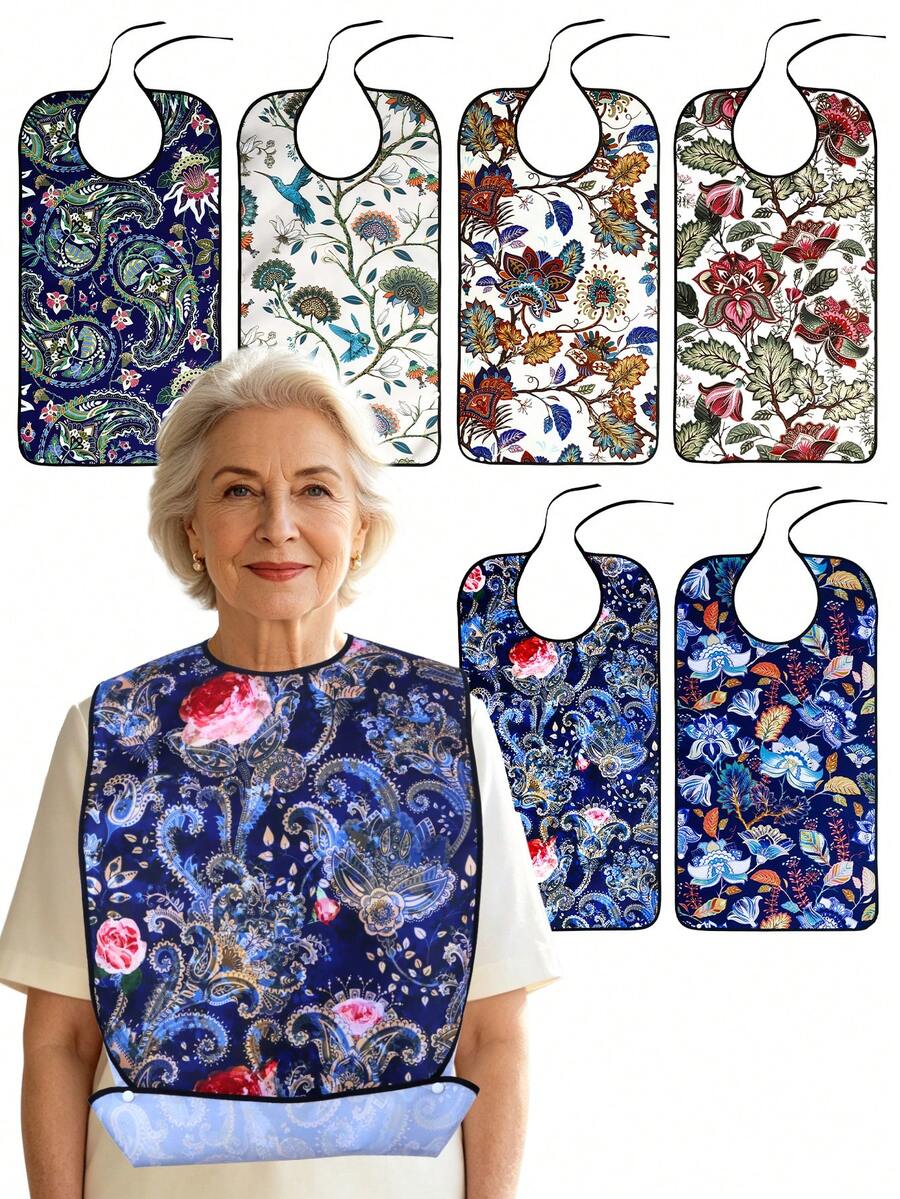 1pc Adult Bib, Dining Accessory, Designed For Disabled Elderly And People Requiring Care, Also As A Thoughtful Holiday Gift, Suitable For Home, Nursing Home, Hospital, Picnic, Gathering And Other Multiple Scenarios, All Seasons - Multicolor - View 1