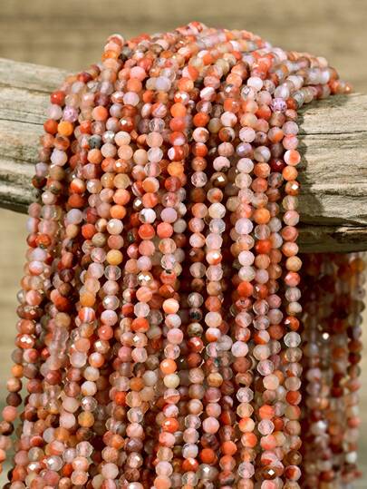Yumfeel 3mm Faceted Natural Red Agate Beads, Used For Jewelry Making, Length 38cm/15 Inches, Approximately 130-135 Spacer Beads, Suitable For DIY Rings, Necklaces And Other Women's Jewelry, Jewelry Making Materials, Natural Stone Enthusiasts