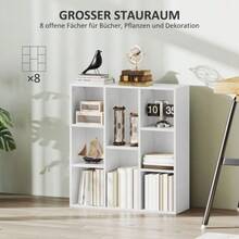 Bookshelf, 8-Tier Stand Shelf, Storage Rack, Kitchen Shelf For Living Room, Bedroom, Office, White - 白色 - 查看 4