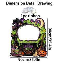 Halloween Photography Props, Fun Polyester Hollow Out Party Props, Equipped With Witch Magic Jars, Ghost Castles, Black Cats, Interactive Photo Booth Decorations, Suitable For Trick Or Treat Parties, Halloween Party Decorations, And Home Decor Items - A - View 14