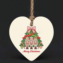 50pcs Merry Christmas Heart-Shaped Gift Tags With Jute Rope, Featuring Nutcracker Trio Surrounding Pine Tree And Candy Cane Design, Suitable For Gift Wrapping, Gift Sealing, Packaging Decoration, Adding Playful Charm To The Holiday - Sets - View 4