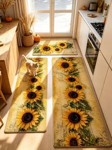 1pc Autumn Harvest Sunflower Kitchen Rug, Summer Fresh Style, Decorative Rug, Bedroom Decor, Small Rug, Carpet, Home Decor, Living Room Rug, Living Room Small Rug, Bedroom Rug, Living Room Home Decor, Outdoor Rug, Washable Rug - Multicolor 6 - View 3