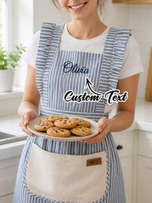 Customizable Kitchen Apron - Personalized Design, Photo Or Text - Woven Polyester Cooking Apron, Washable, Warm, Custom, Unique, Personalized, Ideal Gift For Boyfriend, Girlfriend, Family, Friends, Suitable For Sofa, Bed, Car, Tea Room, Bedroom, Living Room, Bathroom, Dining Room And Other Places. - Multicolor - View 5