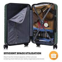 YONSLY Suitcase Set With Combination Lock 4 360° Wheels Mesh Pocket Soft Rubber Handle Nylon Toiletry Bag Travel Bag And 16+20 Inch Travel Suitcase - 深綠 - 查看 7