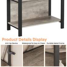Librería/Estantería industrial con luces LED RGB regulables, estantes abiertos de madera y metal, mueble auxiliar independiente para oficina en casa, salón o dormitorio, estilo rústico vintage - Gris de 4 niveles - Ver 2