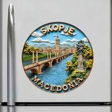 Skopje Macedonia Stone Bridge Over The Vardar And The Old Town's Quiet Harmony Magnet Where The Soul Writes Its Story In Warm Stone Keepsake For All Metal Surfaces Throughout The Home - A - View 2