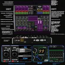 AK 6-Channel Professional Audio Mixer, 99 DSP, Bluetooth Connectivity For Mobile Phones, Built-In USB Interface, Computer Recording Capability, Compatible With 12V Car Power And 48V Phantom Power. Ideal For Live Broadcasts, Small Concerts, Etc. - Grey - View 12