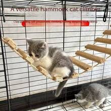 1pc Hanging Rope Cat Ladder, Suitable For Playing, Climbing And Scratching, Cat Wall Ladder, Length 50cm/100cm, Natural Pine Wood, Sturdy And Durable, Max Load 12kg(26lb) - Apricot - View 6