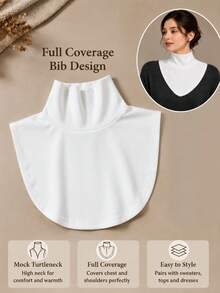 High Neck Fake Collar Women's High Elastic Neck Warmer Shawl Windproof Warm Base Layer Decoration Suitable For Outfit Matching, Winter Base Layer, Windproof Warmth, Autumn/Winter High Neck Scarf - Multicolor - View 10