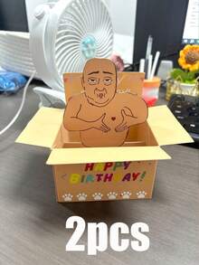 1pc Funny Happy Birthday 3D Pop-Up Greeting Card - Humorous 3D Character Design, Colorful Paper, With Writing Space And Envelope, Suitable For Birthday, Anniversary, Mother's Day, Father's Day, Home Decor, Party Invitation, Gift Card, Colorful 3D Greeting Card - Multicolor - View 8