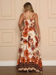 Women's Floral Smocked Back Dress - 彩色 - 查看 2