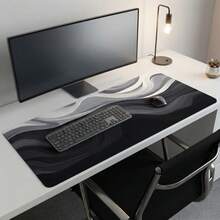 Elegant Grey Fluid Art Design Large Extended Gaming Mouse Pad, Non-Slip Rubber Base, Smooth Glide Surface, Multi-Functional Workspace Mat For Computer Office Home Study, Modern Abstract Desktop Decor - A - View 3
