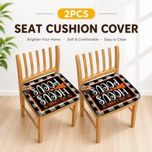 2/4/6pcs Halloween Element Pattern Printed Milk Silk Seat Cushion Cover, High Elastic Full Wrap Dining Chair Seat Cover, Halloween, Can Be Used As Halloween Gift, Halloween Decoration, Removable Washable Dust-Proof Chair Protector, Suitable For Kitchen Dining Chairs, Restaurant Chairs, Living Room Chairs, Office Chairs And Home Decor - Multicolor - View 14