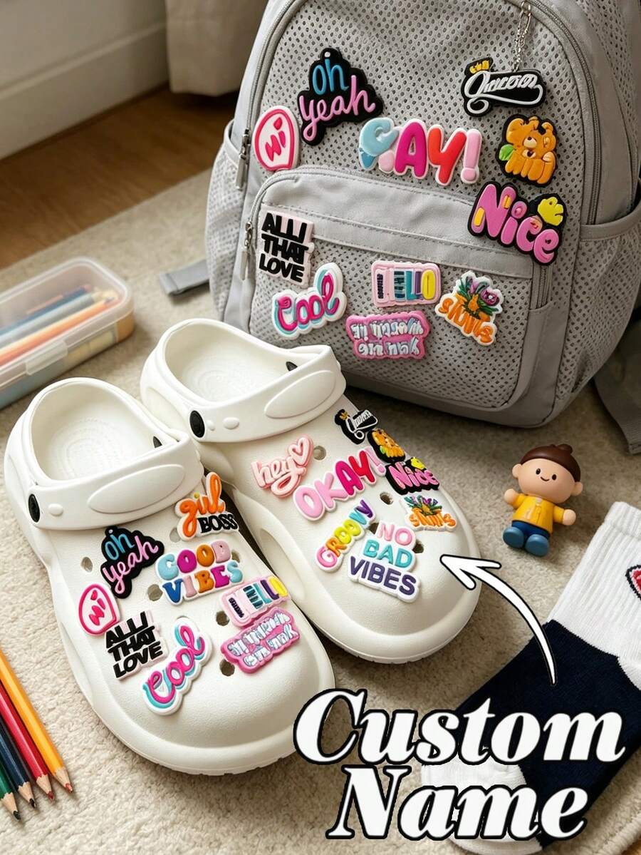 Personalized 3D Name Shoe Charms, Customizable Color And Name Shoe Decorations, Shoe Accessories, Letter Shoe Clips, Party Favors, Birthday Gifts - Multicolor - View 1