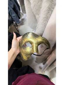 1pc Annual Party Holiday Party Vintage Cool Men's Half Face Adult Mask, Suitable For Masquerade, Vintage Prince Style One-Eyed Mask, Hand-Painted Craft, Hard Mask Material - Multi-color - View 2