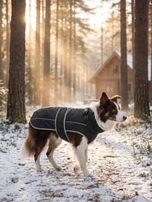 Dog Winter Coat, Thickened Warm Fleece Lining, Adjustable Pet Vest With Reflective Strip, Built-In Collar D-Ring, Outdoor Medium To Large Dog Jacket - Black - View 5