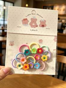 10pcs Women's Colorful Small Flower Hair Ties, Cute Candy Color Small ...