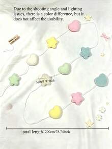 1pc Handmade Felt Macaron Color 3D Star & Heart Hanging Decor, Colorful, Beautiful & Durable, Suitable For Baby Room Decoration, Children's Room Decoration, Baby Shower Decoration, Baby Gift - Multicolor - View 9