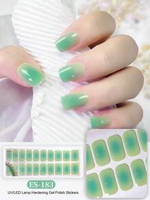 Semi Cured Gel Nail Strips, 20Pcs Long Lasting Salon Quality Wraps, Easy Apply & Remove Gel Nail Stickers With UV Light - Mint Green - View 2