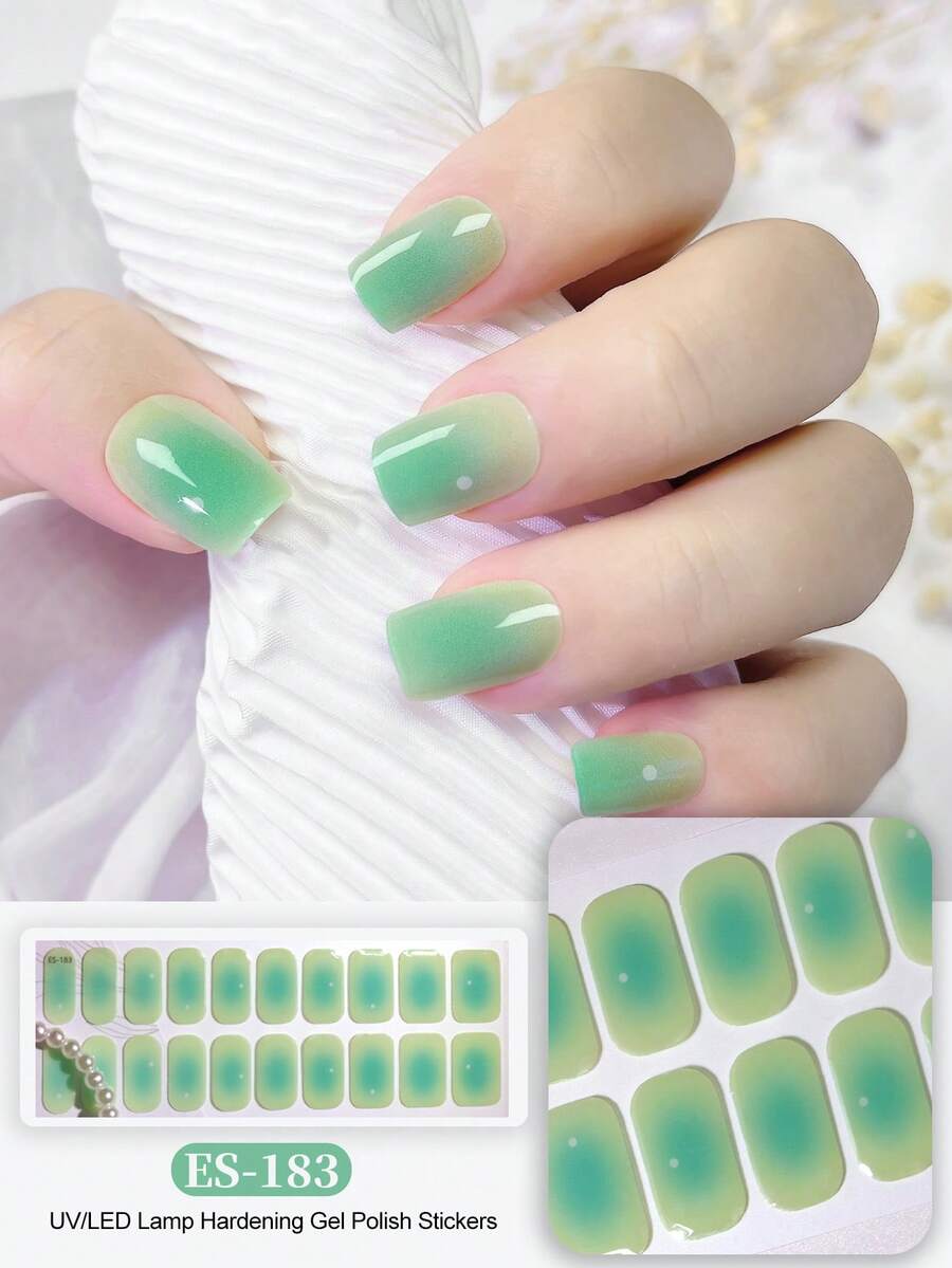 Semi Cured Gel Nail Strips, 20Pcs Long Lasting Salon Quality Wraps, Easy Apply & Remove Gel Nail Stickers With UV Light