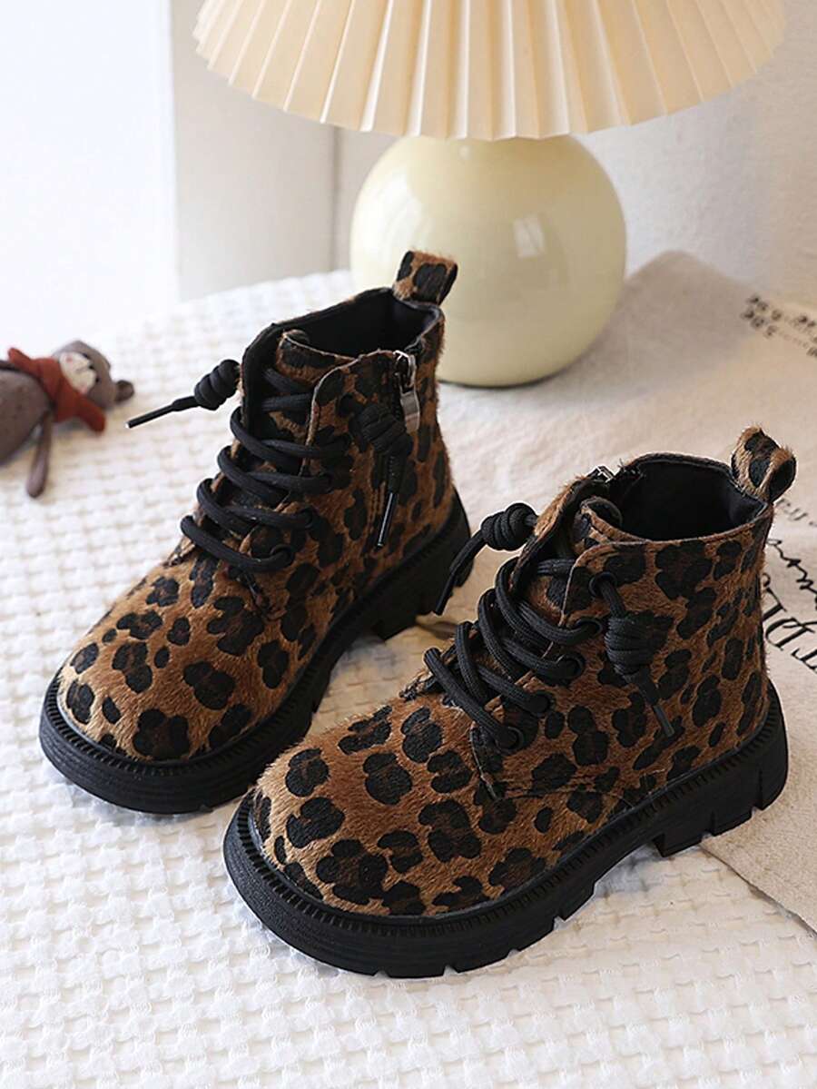 2026 Spring New Leopard Print Ankle Boots With Side Zipper, Suitable For Autumn/Winter Outdoor Sports Outfits - Brown - View 1