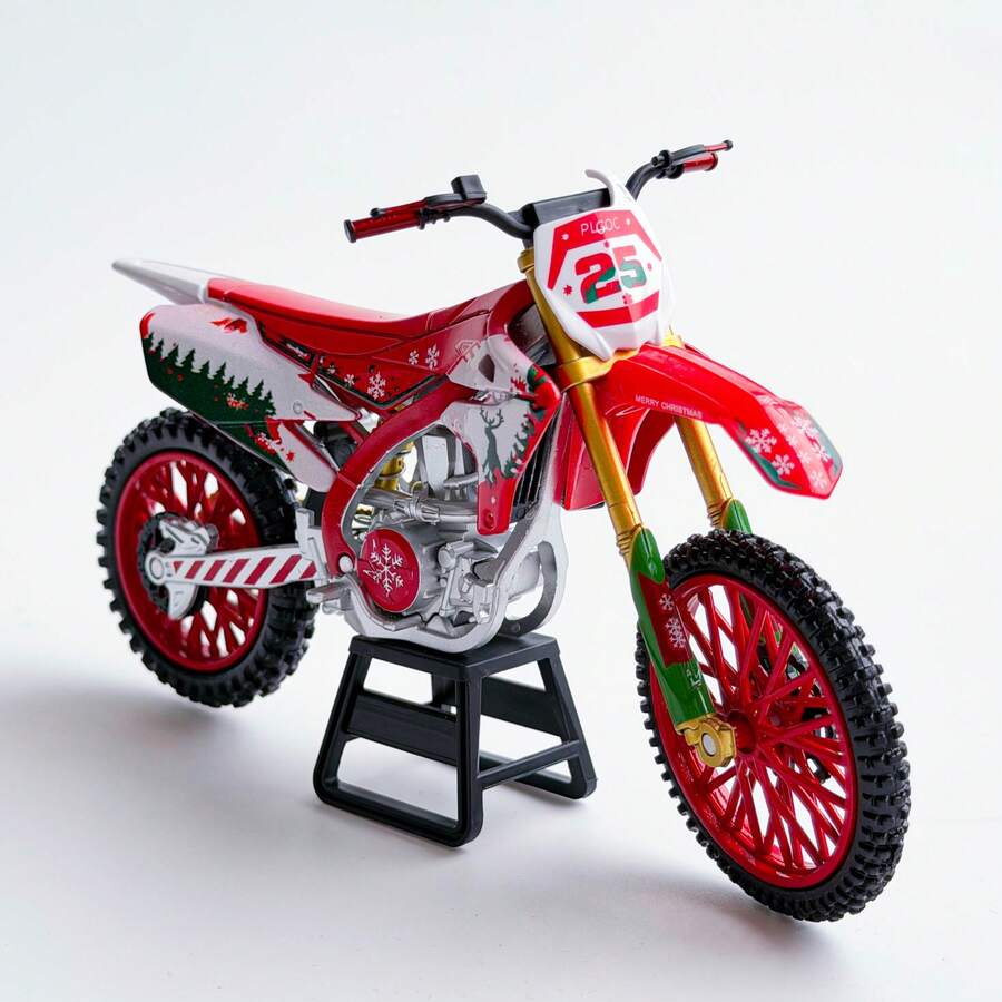 Motorcycle Off-Road Model, Christmas Theme, Die-Cast Alloy Metal Motorcycle, Suitable For Collection Display And Christmas Gift - Multicolor - View 1