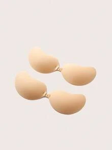 SHEIN Reusable Seamless Sticky Bra Invisible Push Up Bra Strapless Backless Self-Adhesive Breast Lift Pasties Front Closure Gathering Women Intimates - Apricot - View 13