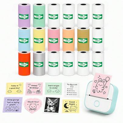 Mini Impresora Térmica Papel de Pegatinas de Colores Rollo de Pegatinas 57x25mm | Papel de Pegatinas Térmicas Autoadhesivas para Cajas de Pegatinas, Manualidades y Notas, con Impresión sin Tinta para Proyectos Creativos.
