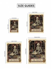 1pc Frameless Vintage Gothic Tarot Skeleton Wall Art Print, Minimalist Witchy Room Decor For Dorm, Bedroom, Party, Back To School, Funky Posters - Frameless - View 9