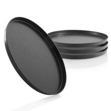 4-Piece Set Of Round Pizza Pans, 28.5 Cm Diameter, With Non-Stick Coating, Versatile Round Baking Tins, Suitable For Preparing Pizza, Cakes, And Baked Goods - Black - View 2