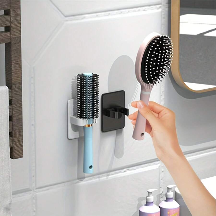 2 Buah Rak Penyimpanan Sisir Pijat Bantalan Udara yang Dapat Diatur dan Dipasang di Dinding untuk Kamar Mandi, Tanpa Pengeboran - Rak penyimpanan sisir - View 1