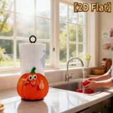 Cute Thumb Up Cartoon Pumpkin Paper Towel Holder, Freestanding Countertop Kitchen Roll Dispenser, Autumn Harvest Thanksgiving Halloween Farmhouse Style Desktop Home Party Decoration - Multicolor - View 7