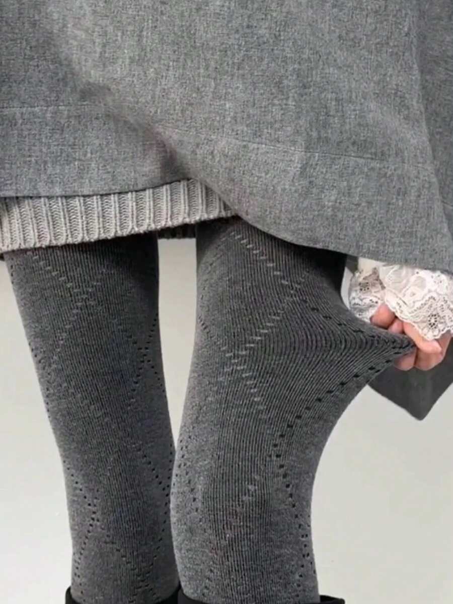 Bonmuse 1pc Women's Warm Leggings, Casual Versatile Grey Base Layer ...